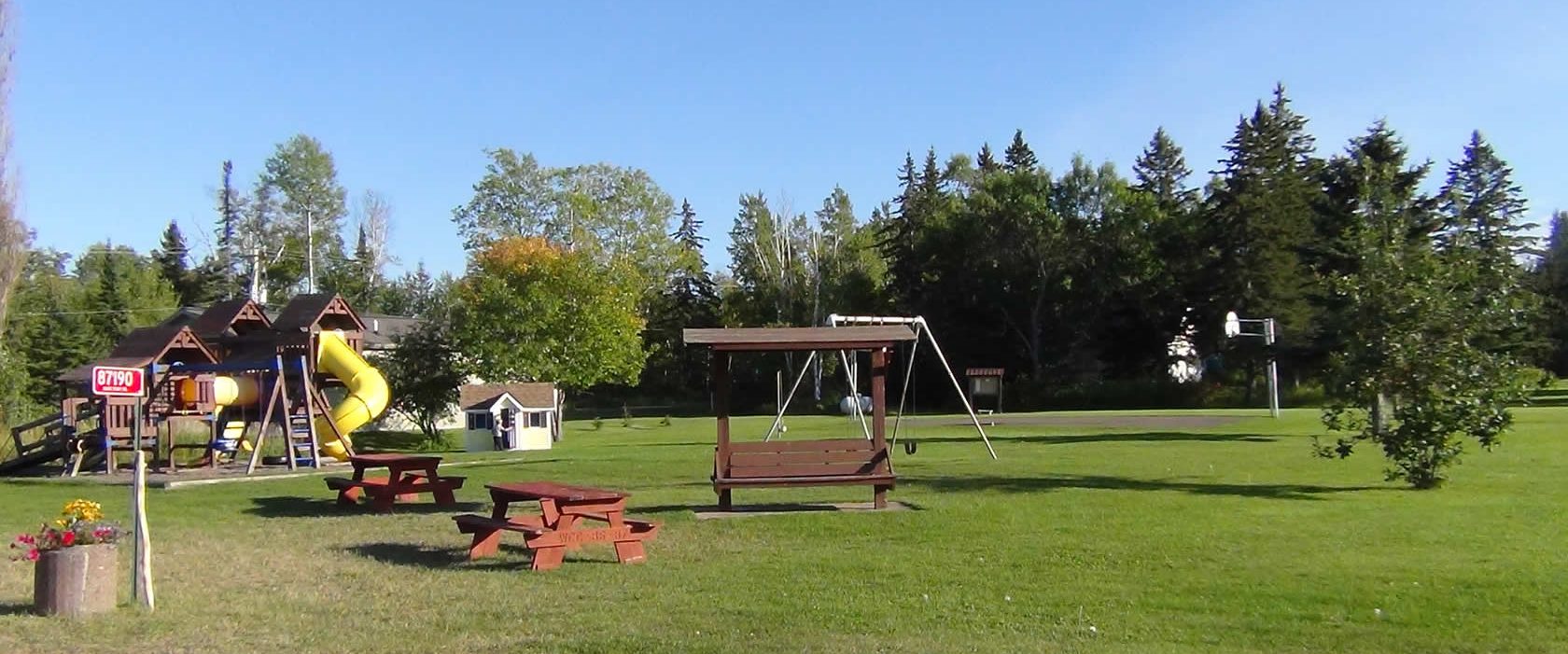 Playground and pavillion near the beach in Herbster, Wisconsin