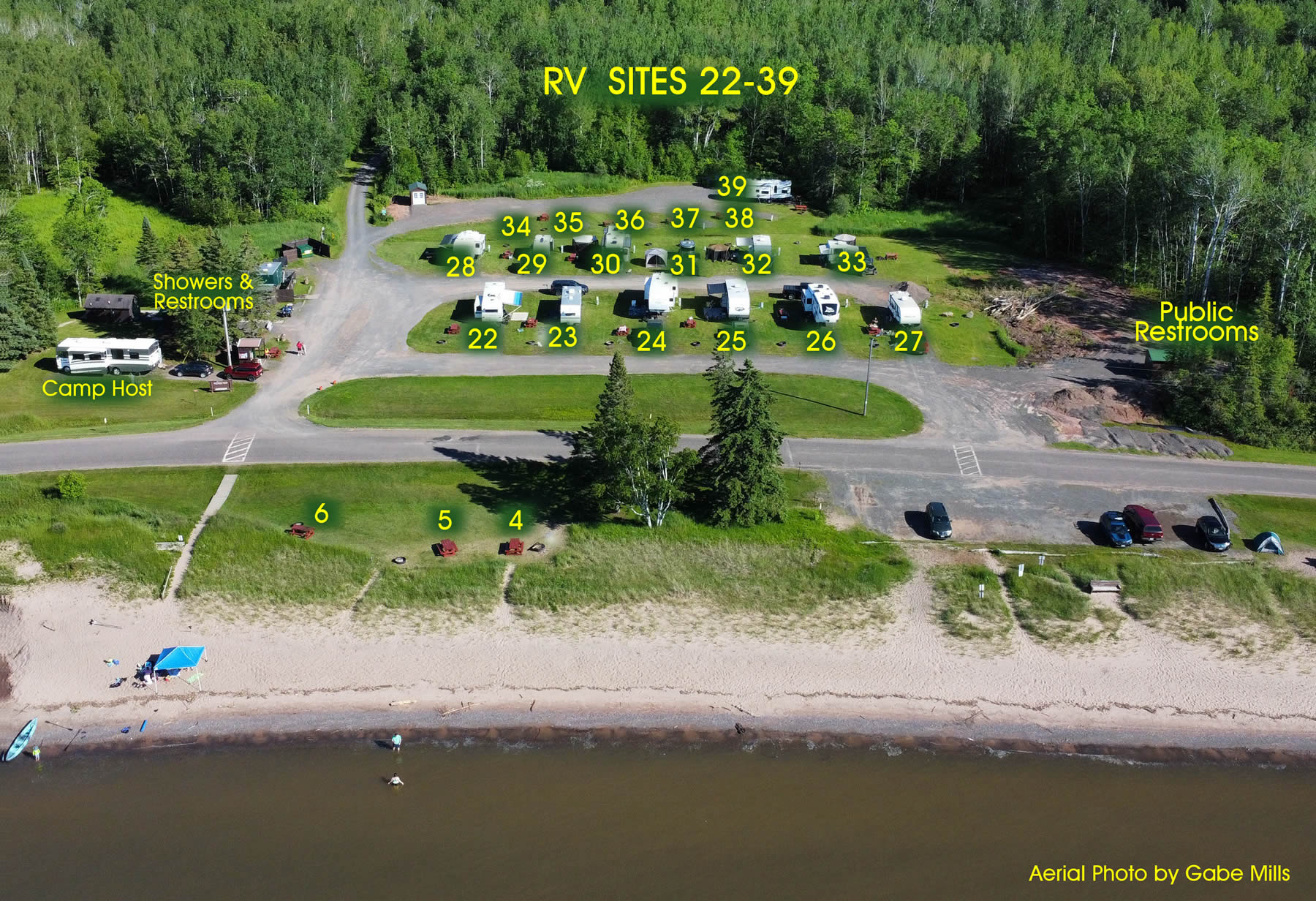 Aerial photo of The Town of Clover campgrounds in Herbster, Wisconsin